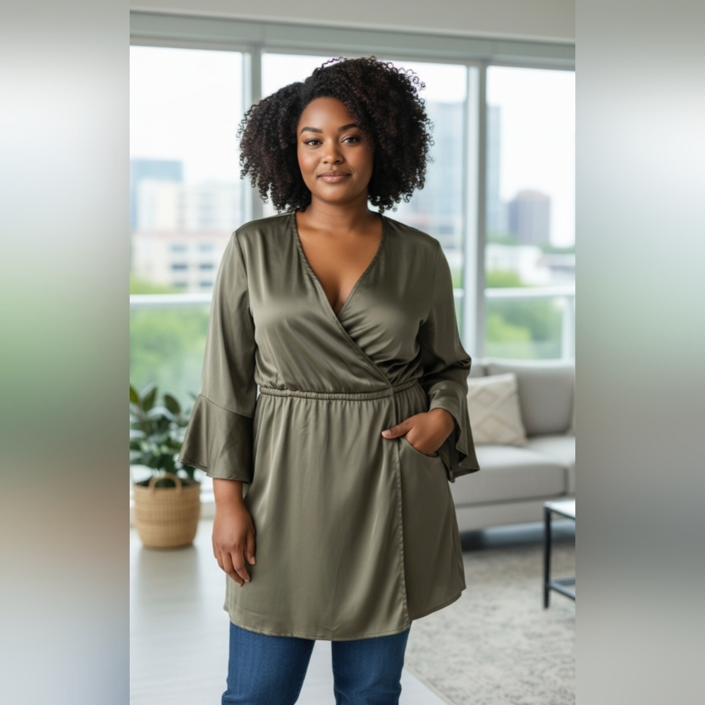 Torrid Dark green blouse size 2x